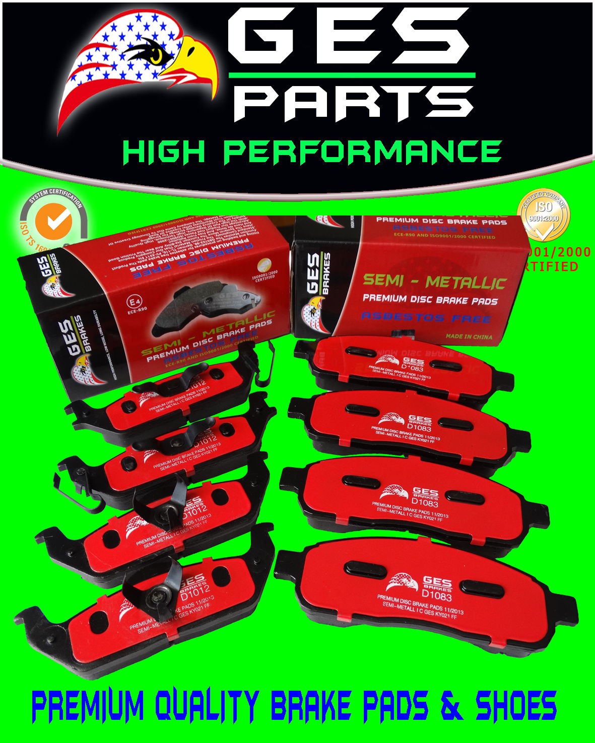 Premium Quality Brake Pads 2 Sets Front & Rear 04-08 FORD F150 Lincoln Mark LT D1083 / D1012